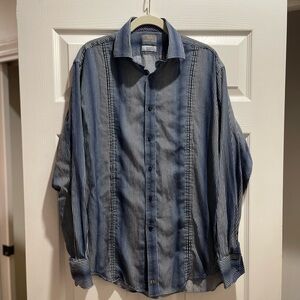 Thomas Dean Navy Striped Shirt Jacket